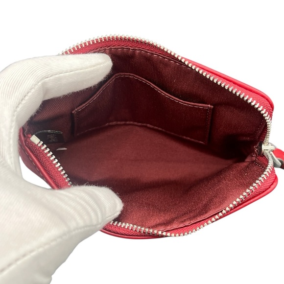 Coach Red Denim Corner Zip Wristlet - Picture 4 of 7